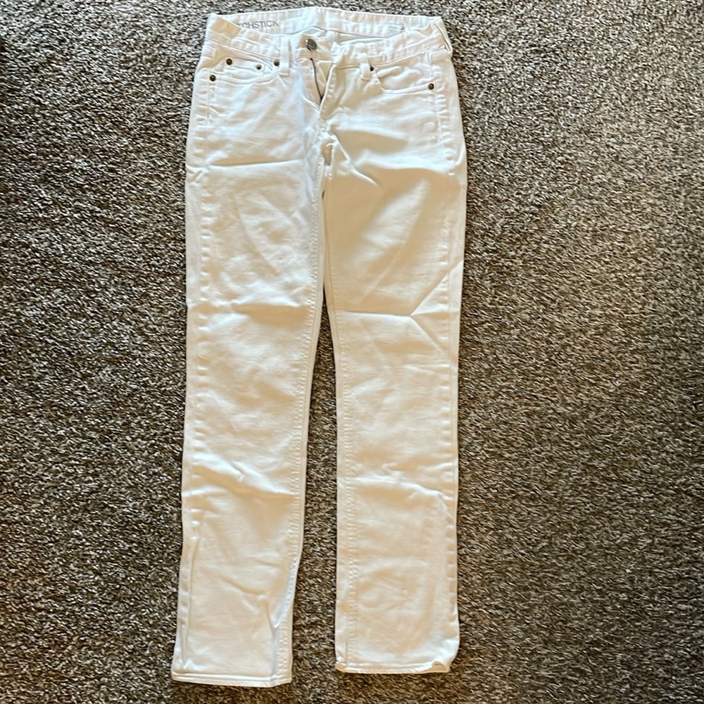 White JCrew matchstick jeans